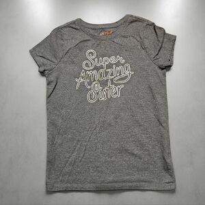 CAT & JACK Gray SUPER AMAZING SISTER tee. Size 6/6X.